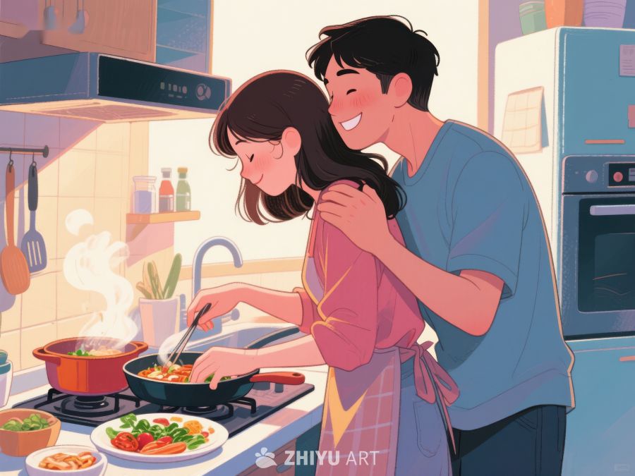 温馨厨房，情侣共煮美食 708