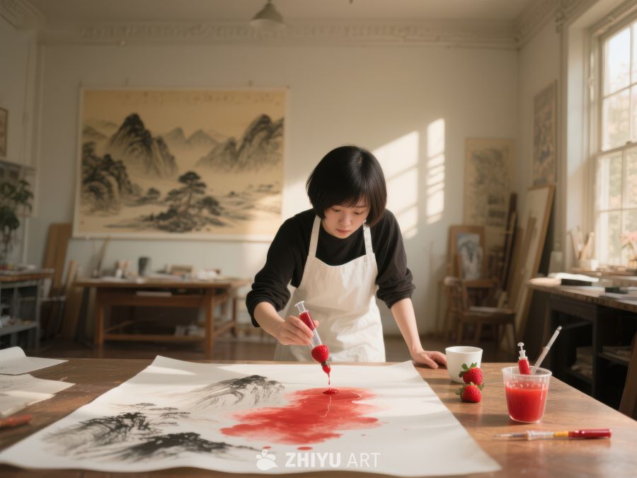 艺术家专注创作水墨画 812