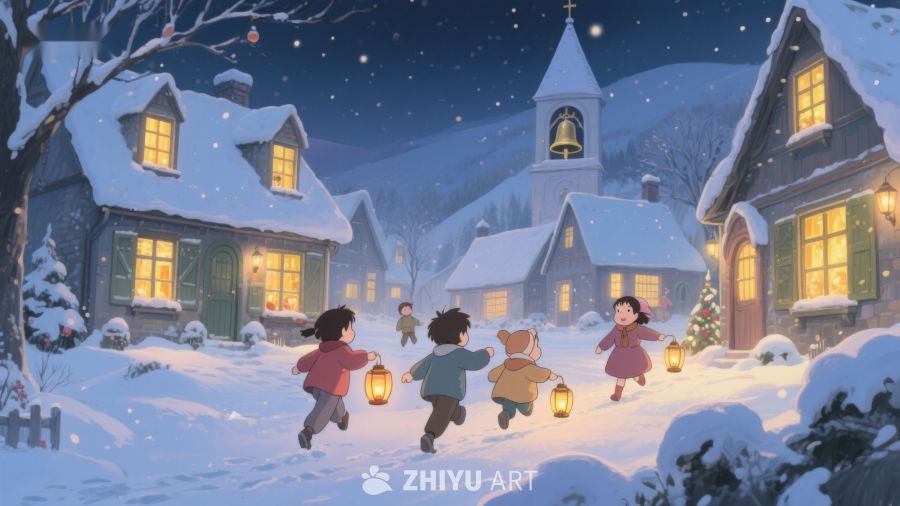 冬夜雪景中的孩子们 114
