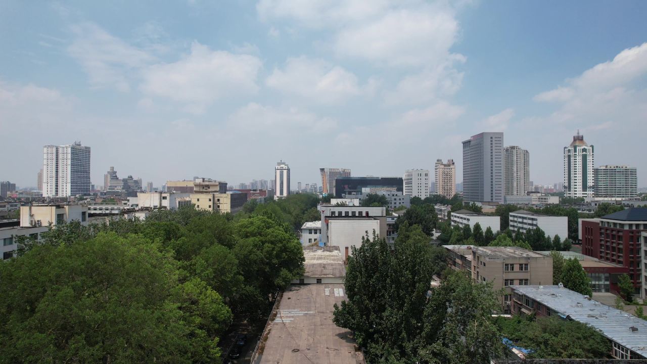 山东淄博城市建设高楼大厦航拍