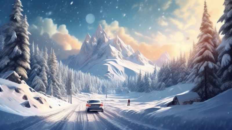 冬季背景图插画雪山雪景 129