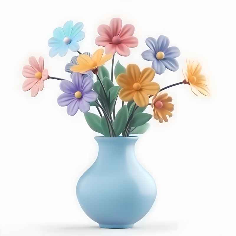 彩色花朵在一个蓝色的花瓶 1