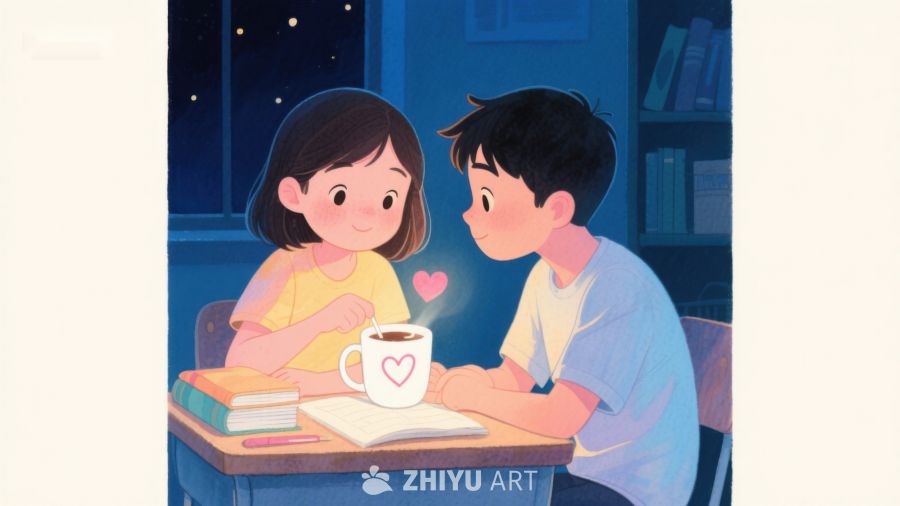 夜晚书房中的温馨对话 605