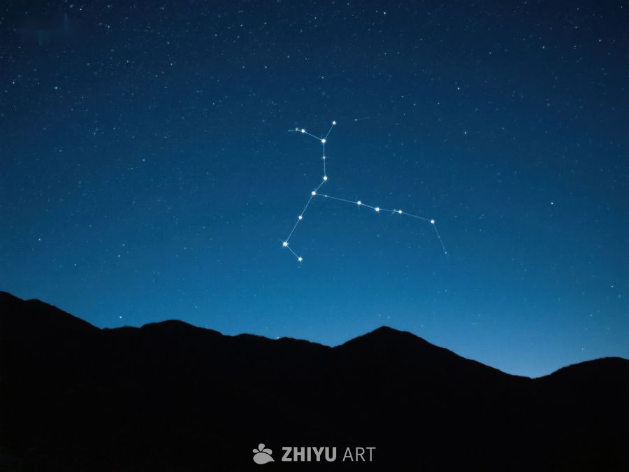 夜空中的星座与山脉剪影 450
