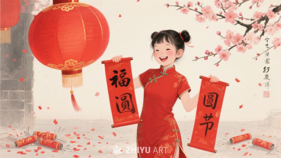 欢庆元宵节的女孩 425