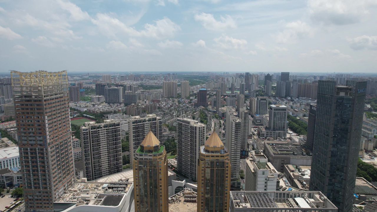江苏宿迁城市风光地标建筑航拍 