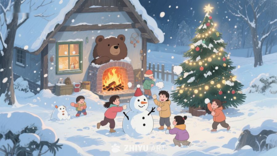冬日雪景中的欢乐圣诞夜 13