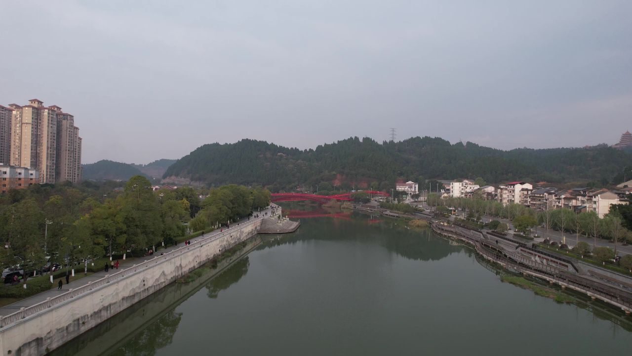 四川遂宁联盟河风光航拍