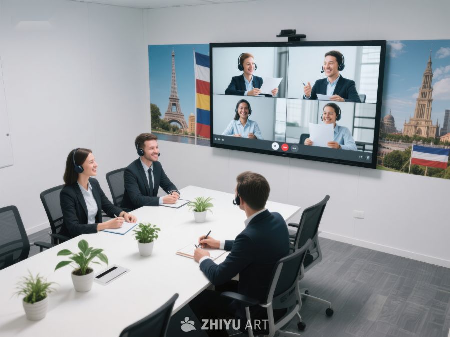 远程会议中的商务团队交流 440