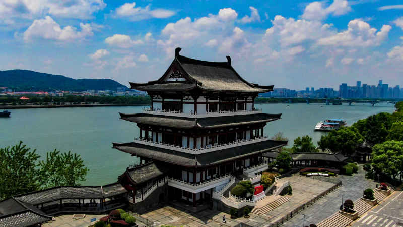 湖南长沙城市风光航拍摄影图 