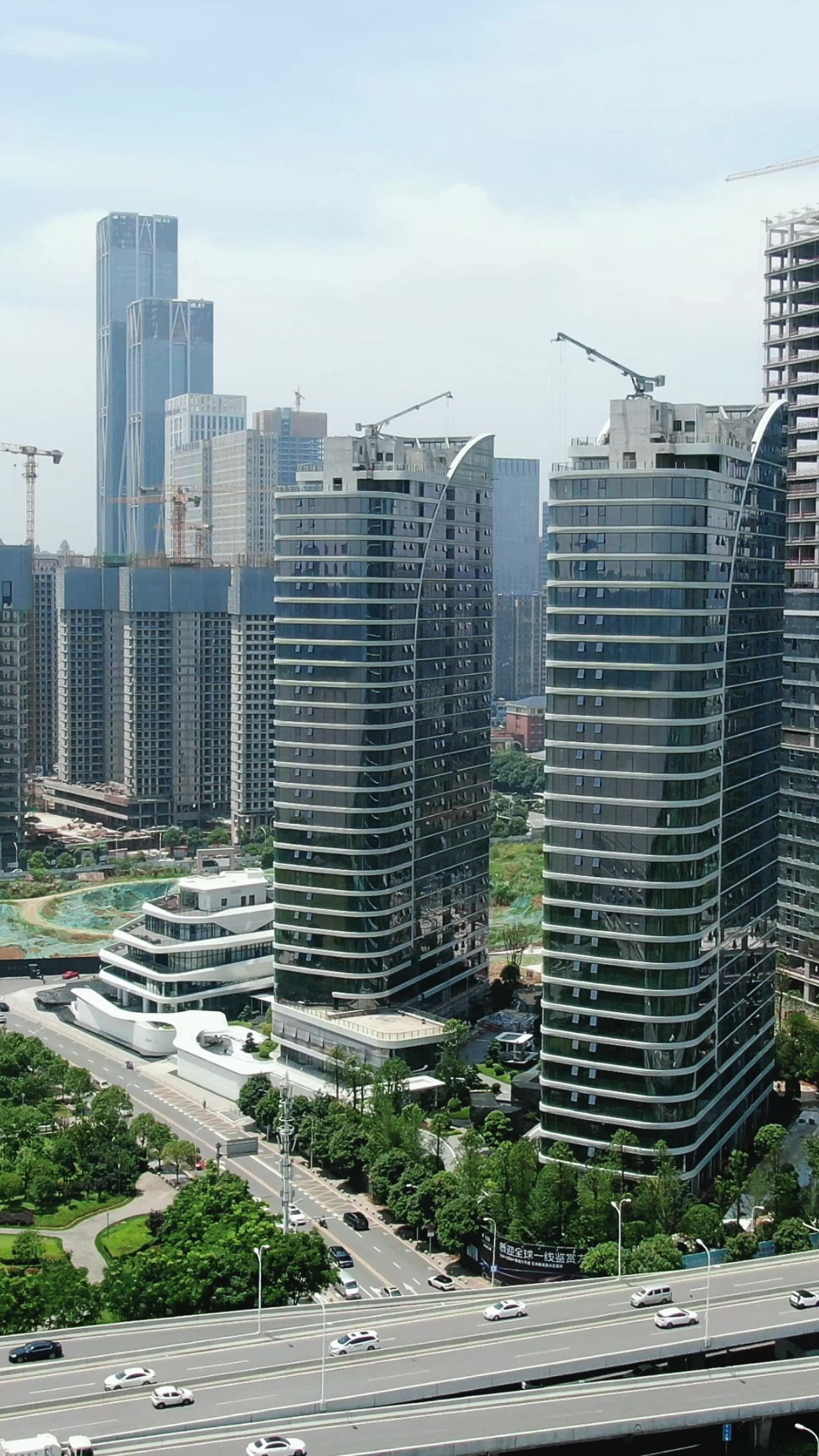 城市航拍湖南长沙在建商务大厦
