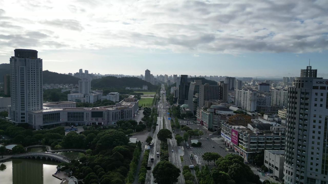 航拍浙江台州城市建设台州风光 