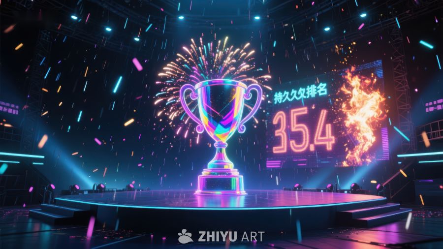 炫彩奖杯舞台庆祝场景 828