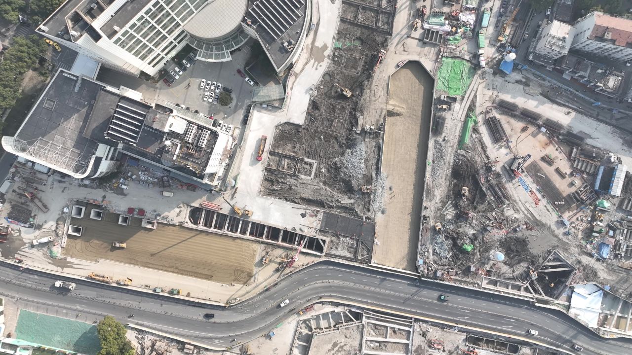 航拍苏州11号线地铁施工现场
