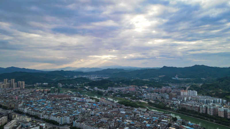 湖南怀化城市风光航拍 