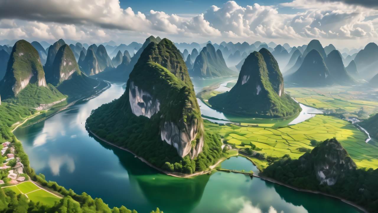 桂林山水甲天下喀斯特地貌日出日落云海延时 9