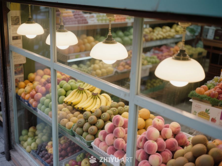 水果店橱窗展示新鲜水果 501