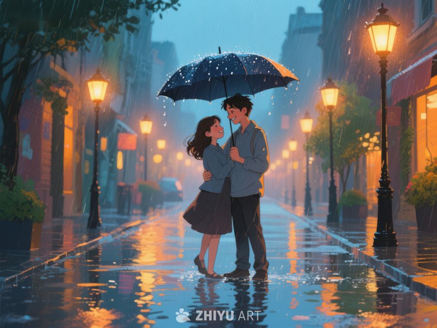 雨夜街头的浪漫邂逅 1126
