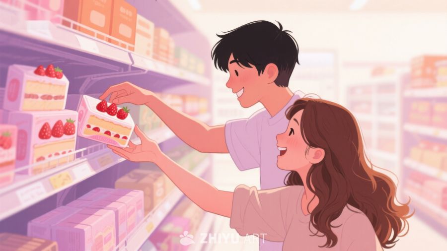 超市购物，情侣挑选甜品 11