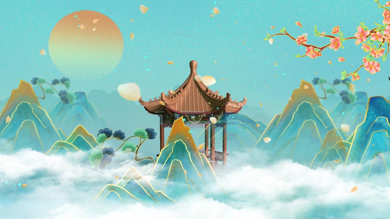 中国风水墨梅花古风戏曲晚会LED视频素材 22