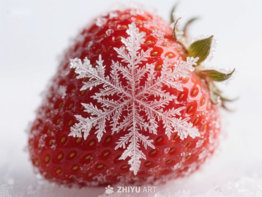 雪中草莓：冰晶与果实的完美结合 775