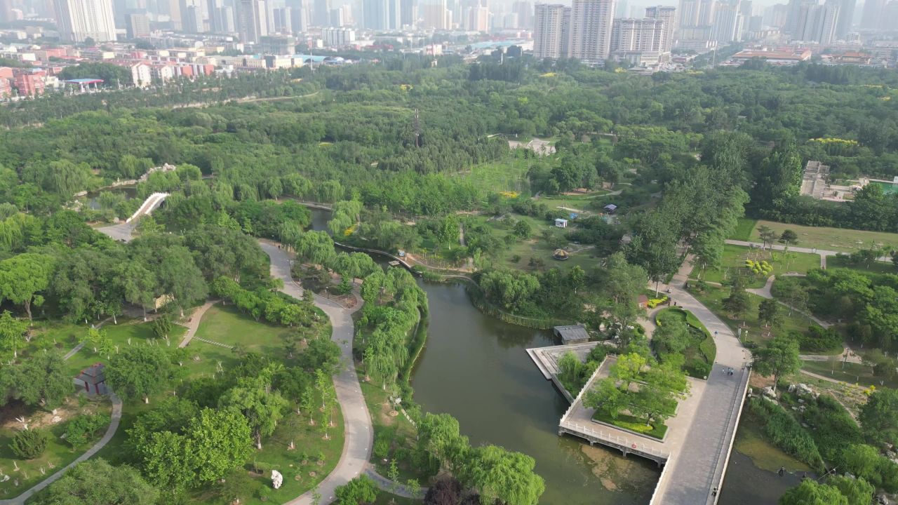 邯郸赵苑公园4A景区航拍 
