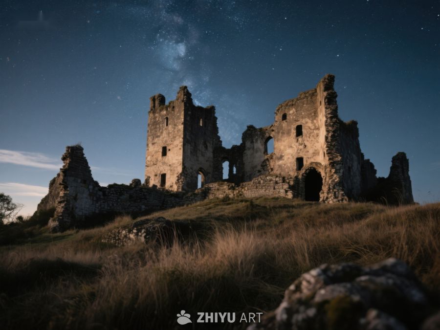 星空下的古老城堡遗迹 184