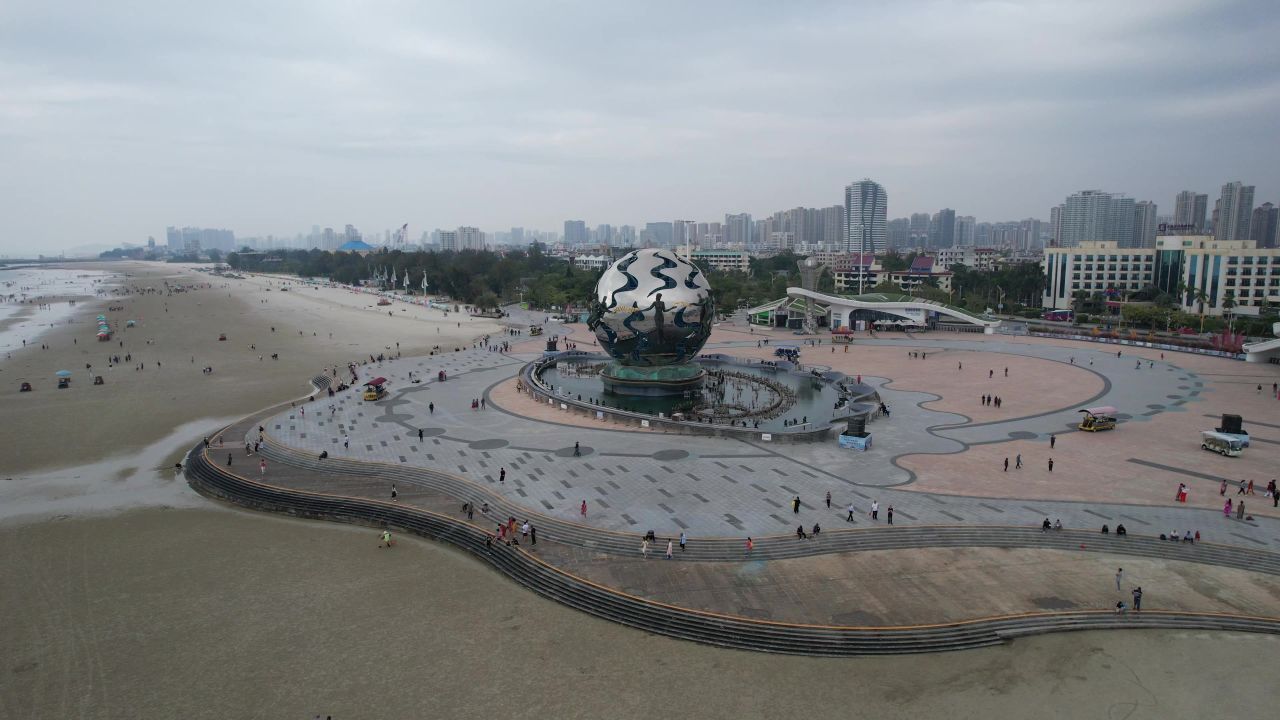 大海海洋沙滩广西北海银滩航拍