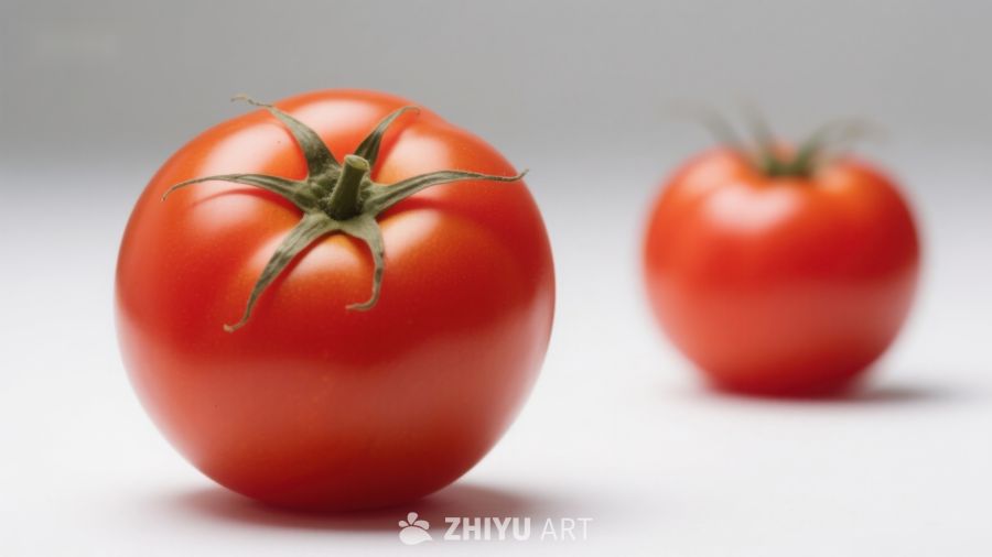 两个新鲜红番茄特写