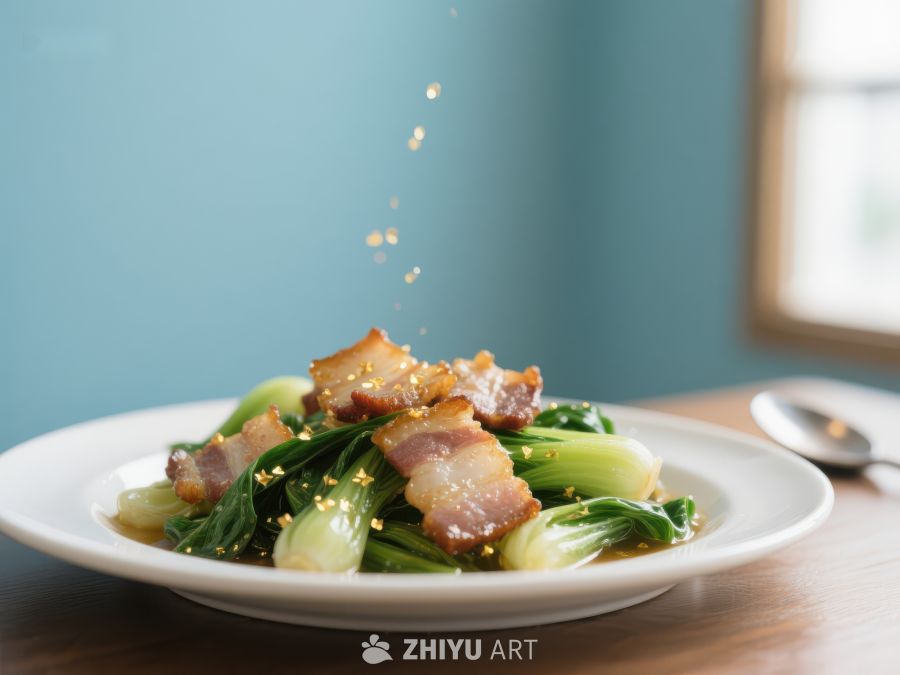 炒青菜配脆培根，美味佳肴 47