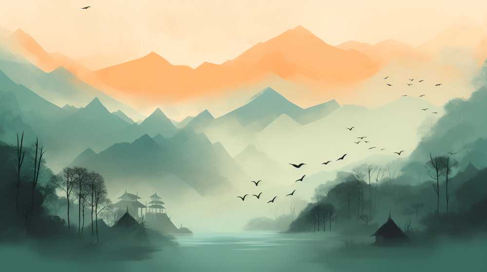远处景色雾山峰