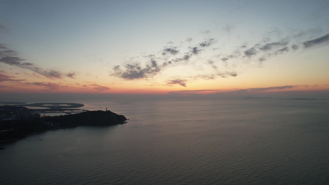 海上日出彩霞大海日落航拍