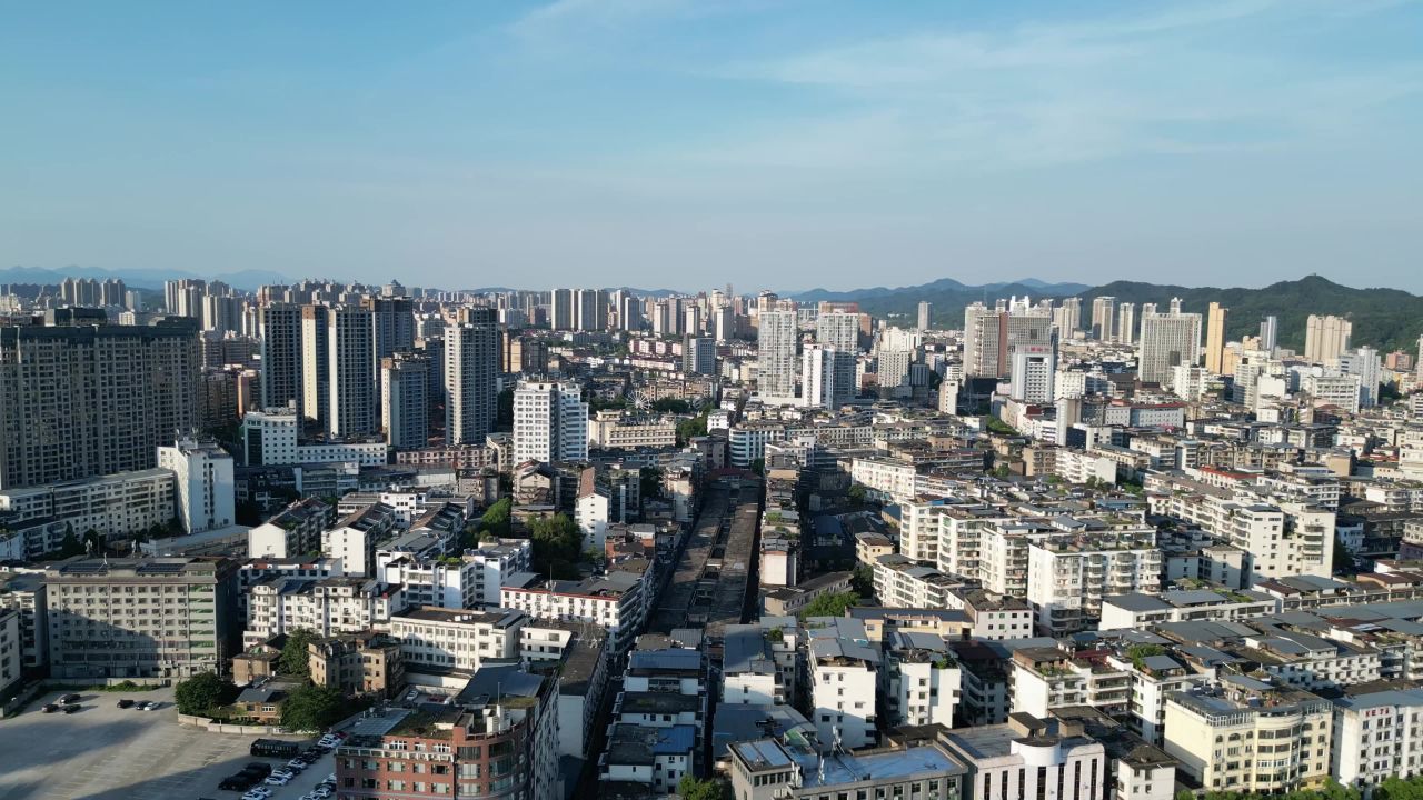 航拍江西上饶城市风光上饶建设