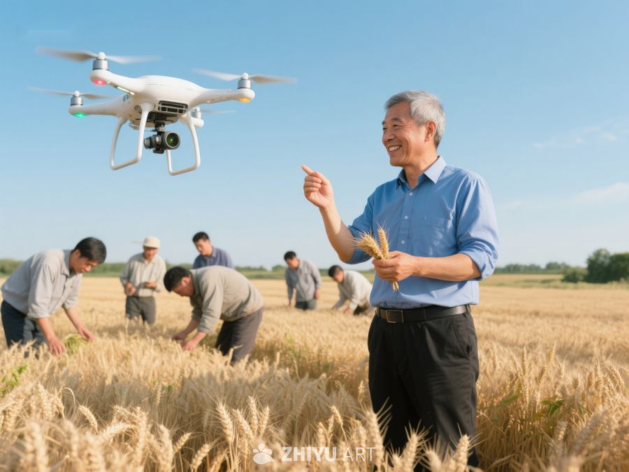 农民使用无人机监测麦田 280