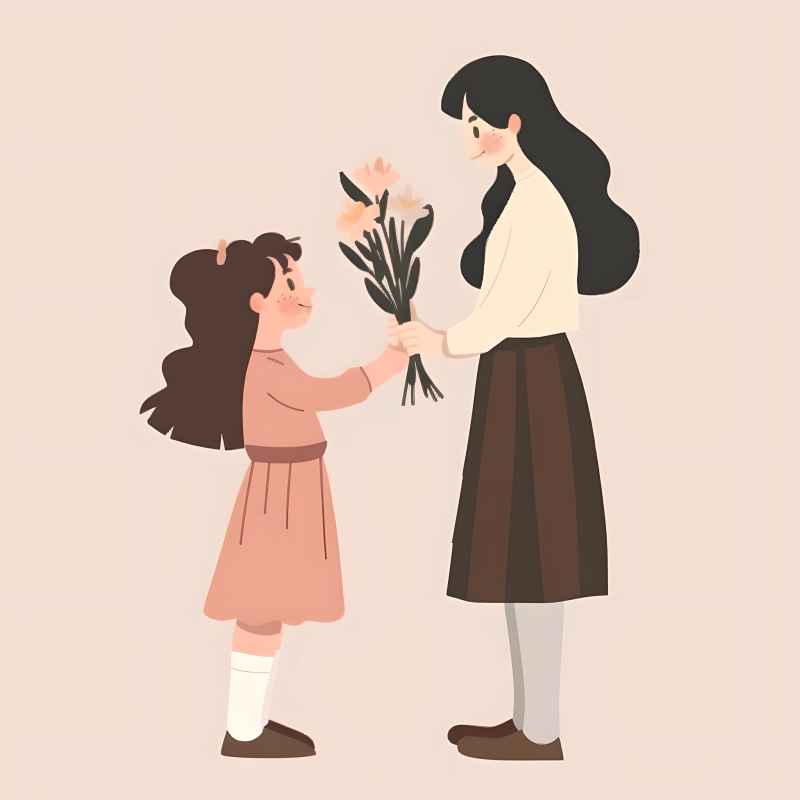送花给母亲的小女孩 1