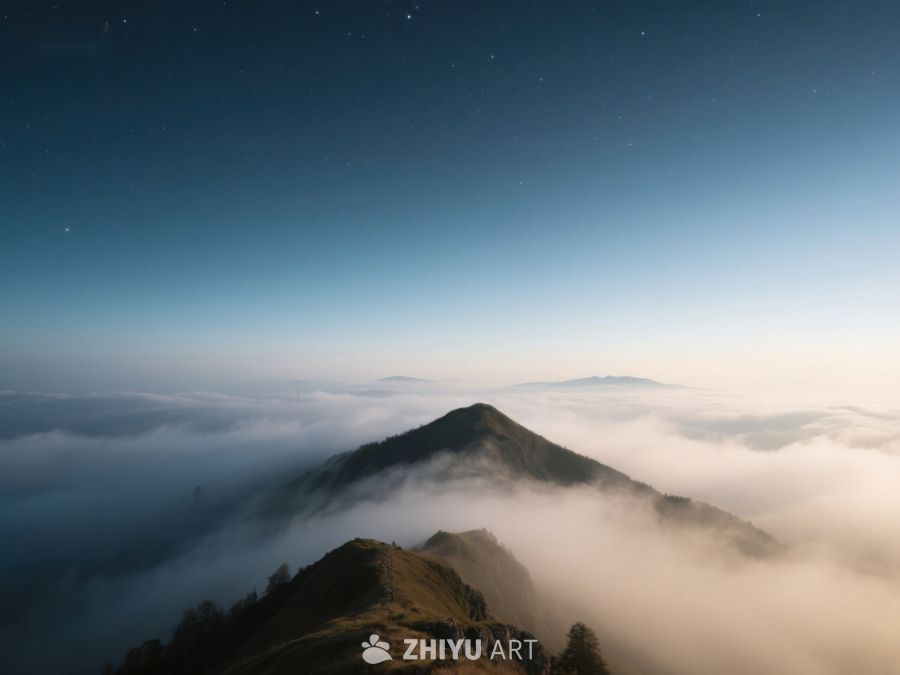 夜幕山峰云海 416