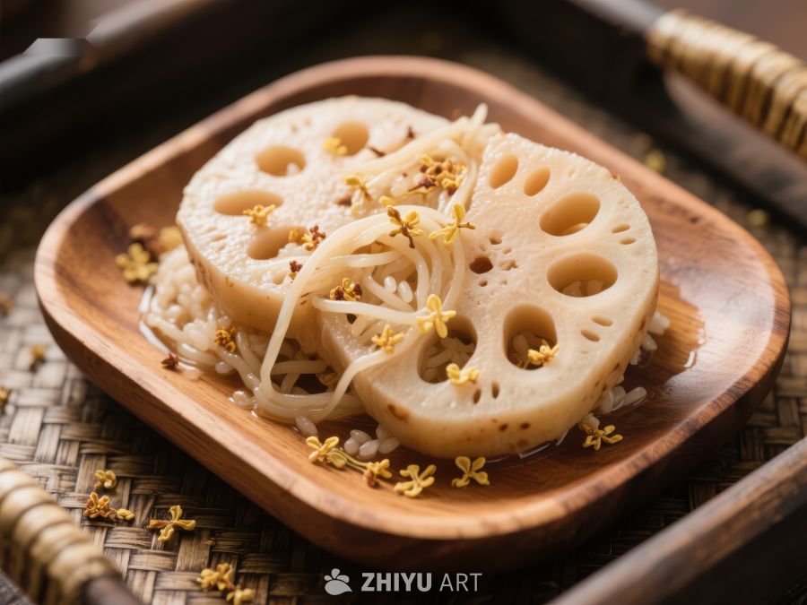 莲藕切片配豆芽，清新美味 494