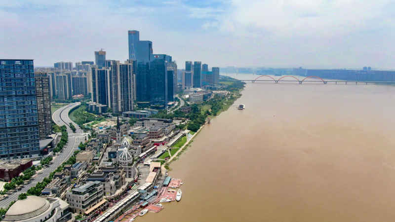 湖南长沙城市风光航拍摄影图 