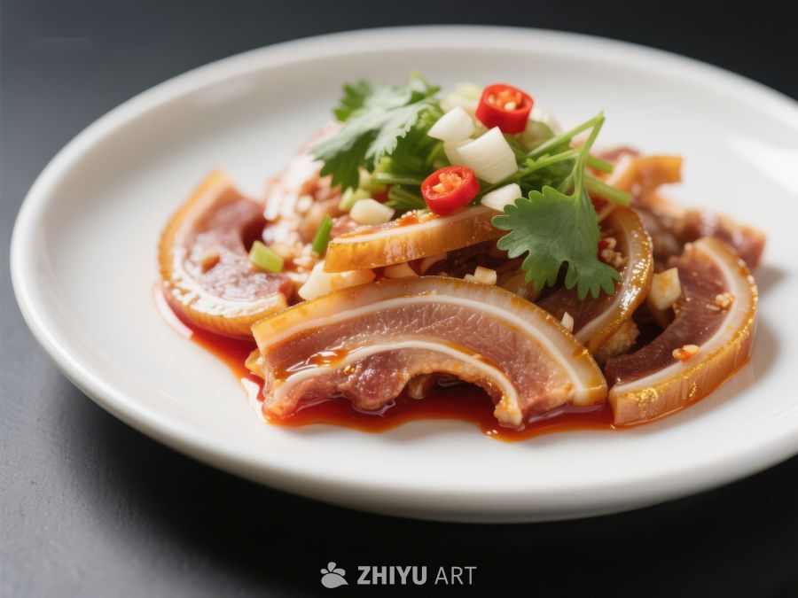 香辣猪耳配葱花与红油 1649