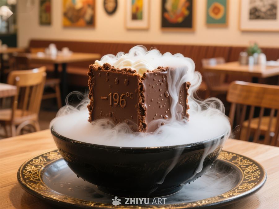 干冰巧克力甜品，烟雾缭绕