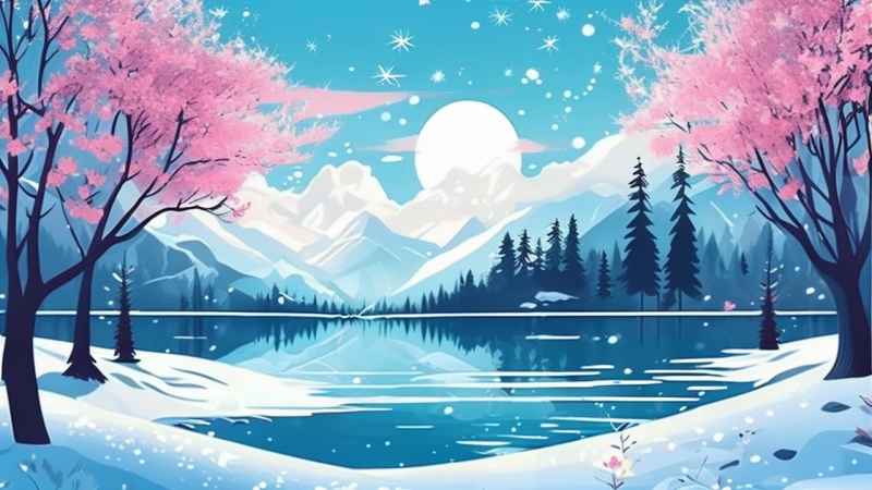 雪景唯美插画小屋 23