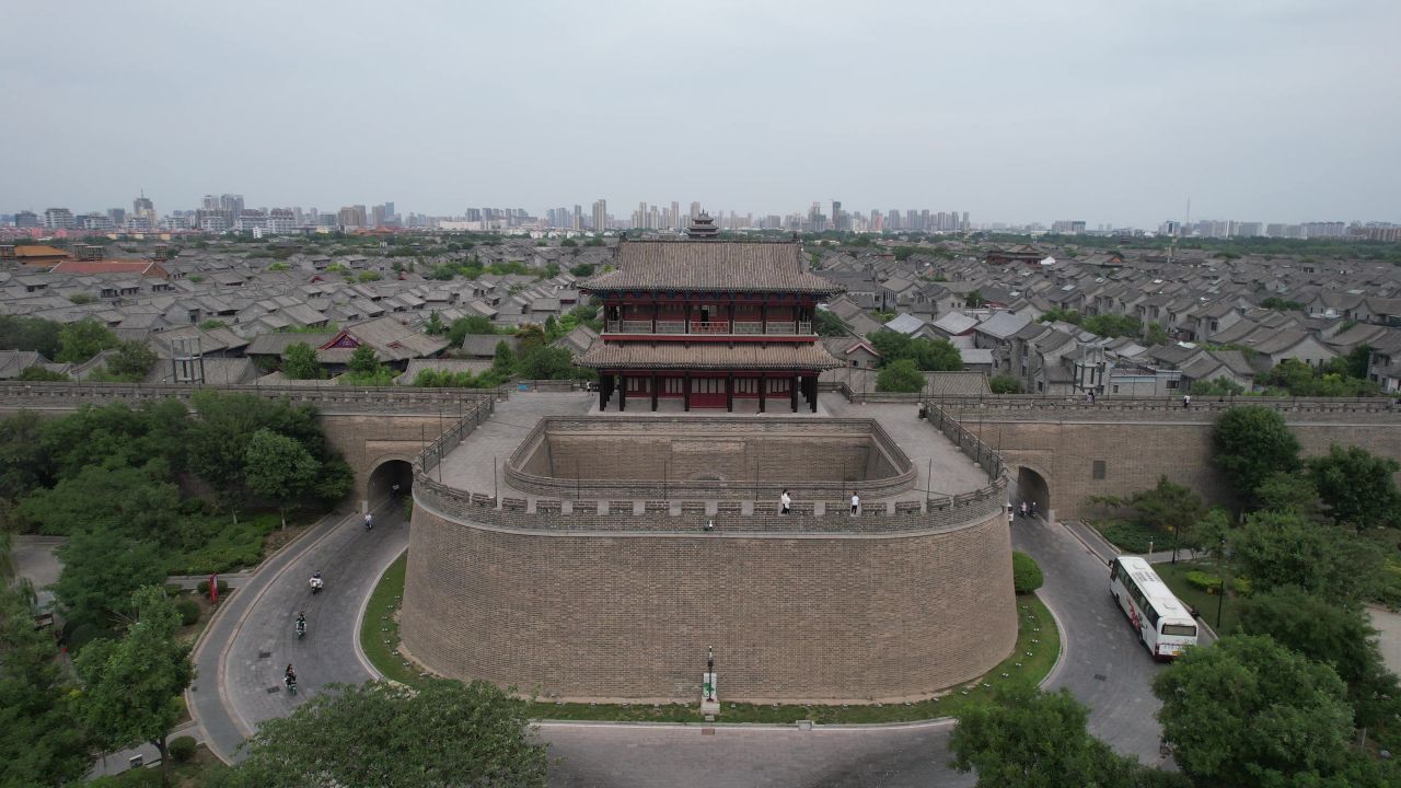 山东聊城古城中华水上古城航拍