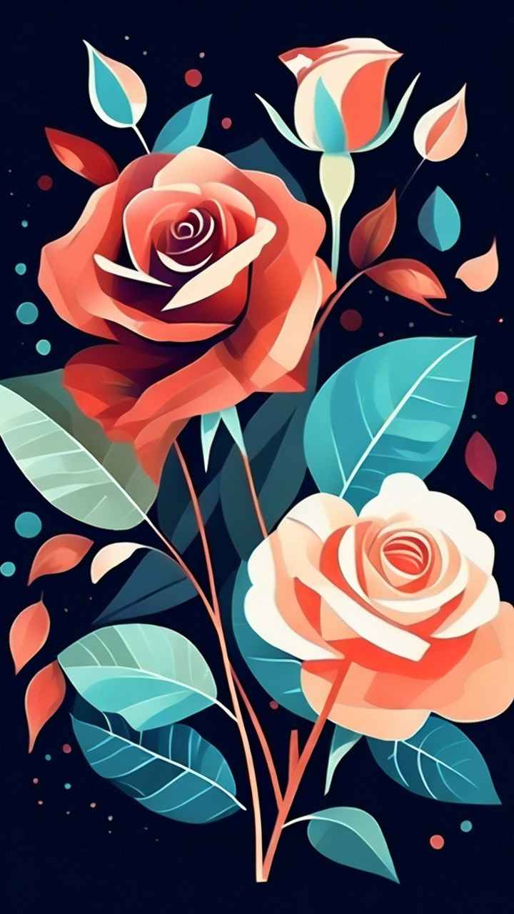 抽象花卉玫瑰插画 11