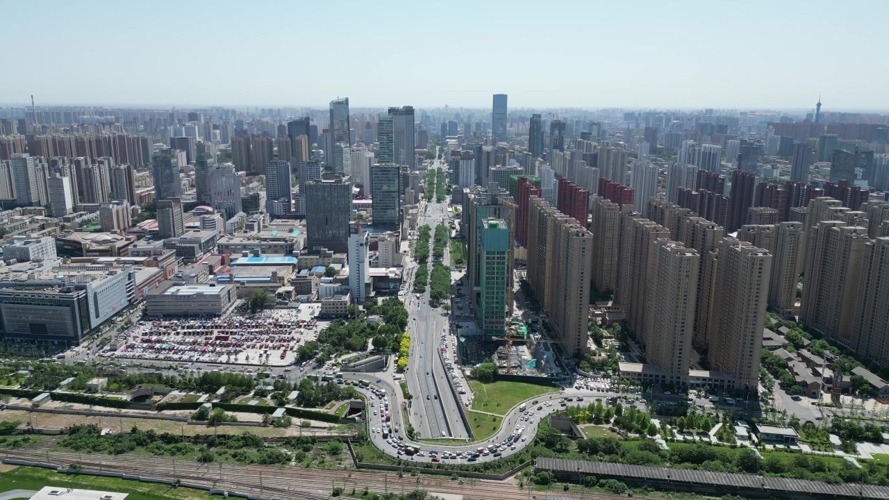  航拍河北石家庄城市建设