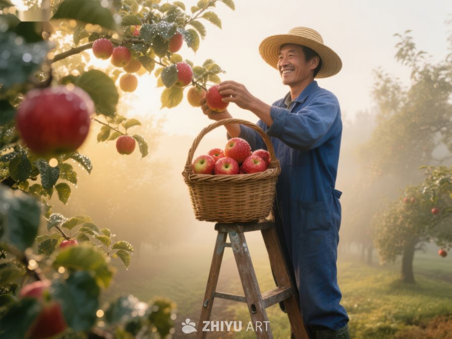 果园农夫采摘苹果 160
