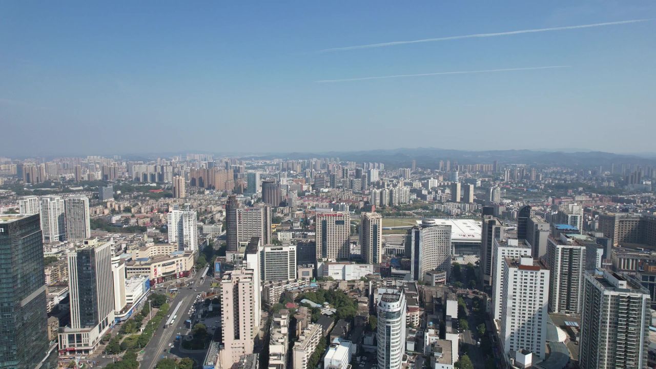 湖南株洲城市风光航拍 