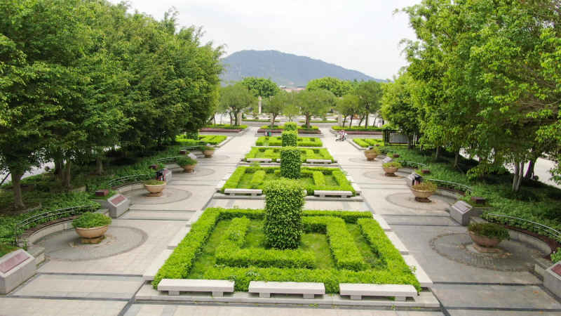 航拍福建泉州西湖公园