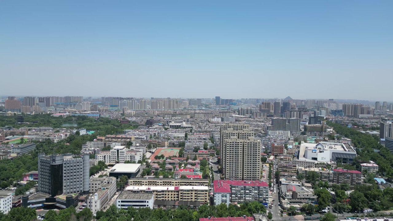 航拍山东济南城市大景