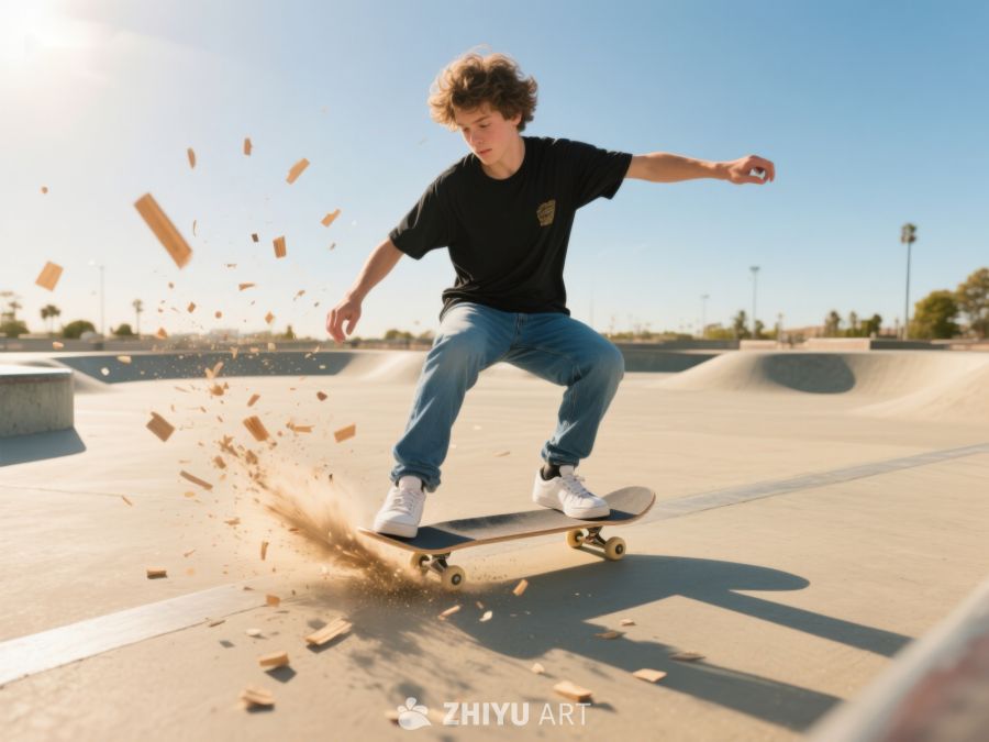 滑板少年在公园中跳跃 87