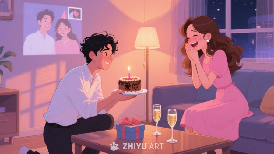 温馨室内庆祝生日场景 417